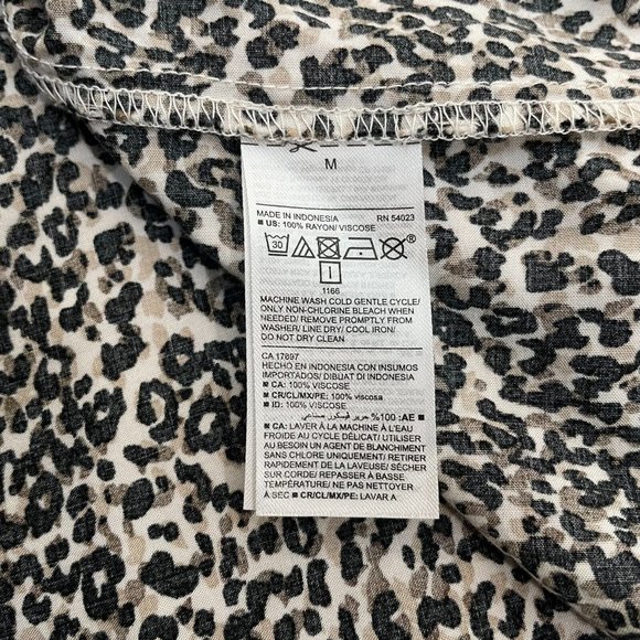 Old Navy Top Medium Leopard Brown Black Long Sleeve Popover Blouse Women's - Picture 12 of 12